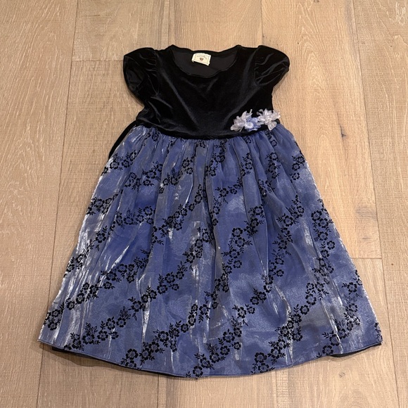 marmellata Other - Marmellata Black and Blue Floral Kids Formal Dress